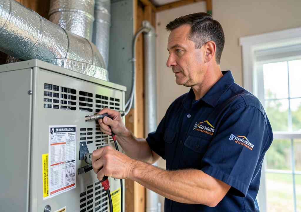 HVAC technician servicing a system in Donnybrook