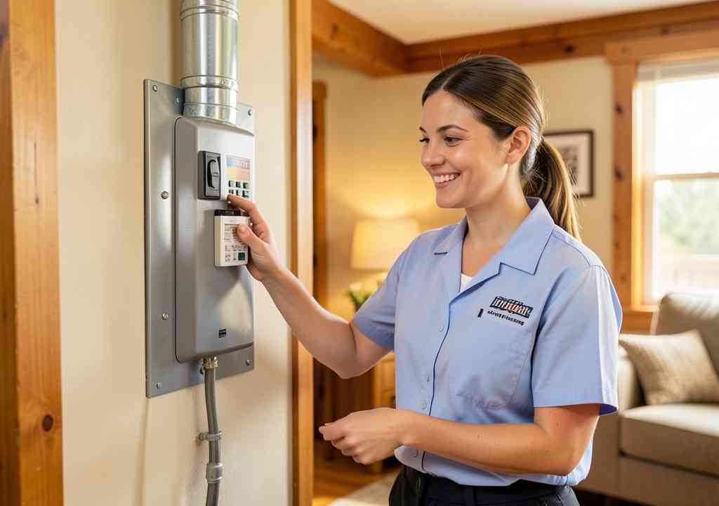 HVAC technician servicing a system in Glenroy
