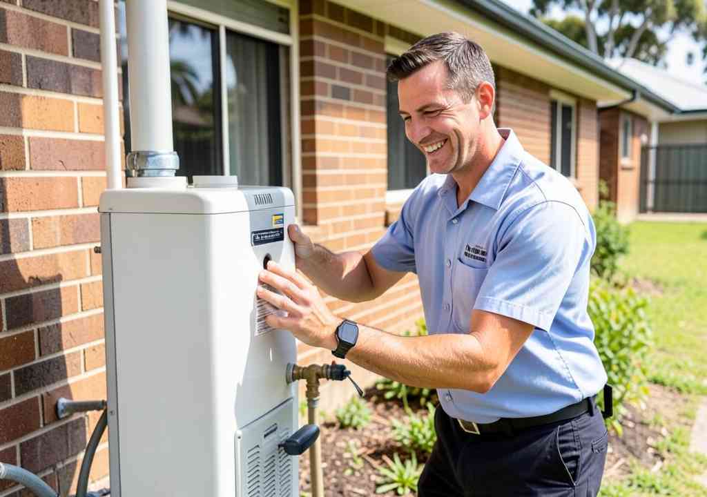 HVAC technician servicing a system in Watsonia