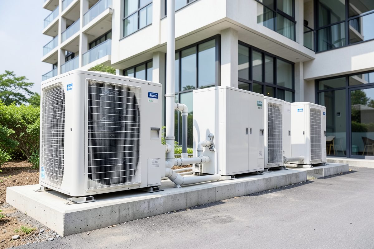 Braemar VRF outdoor units installed beside a modern Melbourne building
