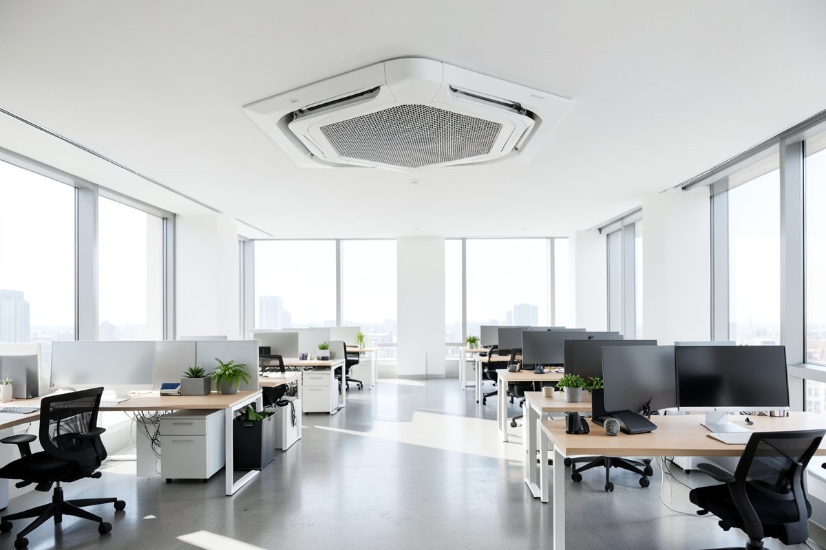 Braemar VRF ceiling cassette in a modern Melbourne office